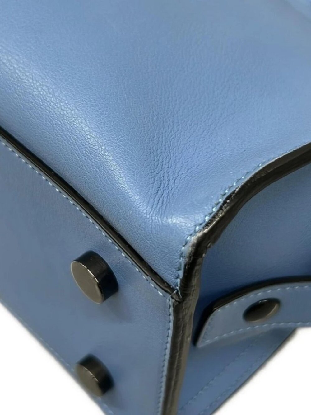 SAINT LAURENT PARIS Baby Monogram Cabas 400914 Blue Leather Handbag - Picture 6 of 14
